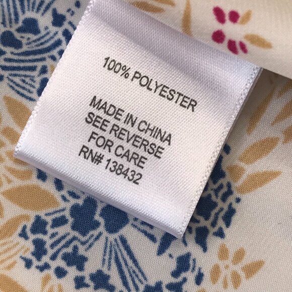 Modcloth Tie Neck Floral Blouse Women's XL Button Front 3/4 Sleeves Business - Picture 9 of 11